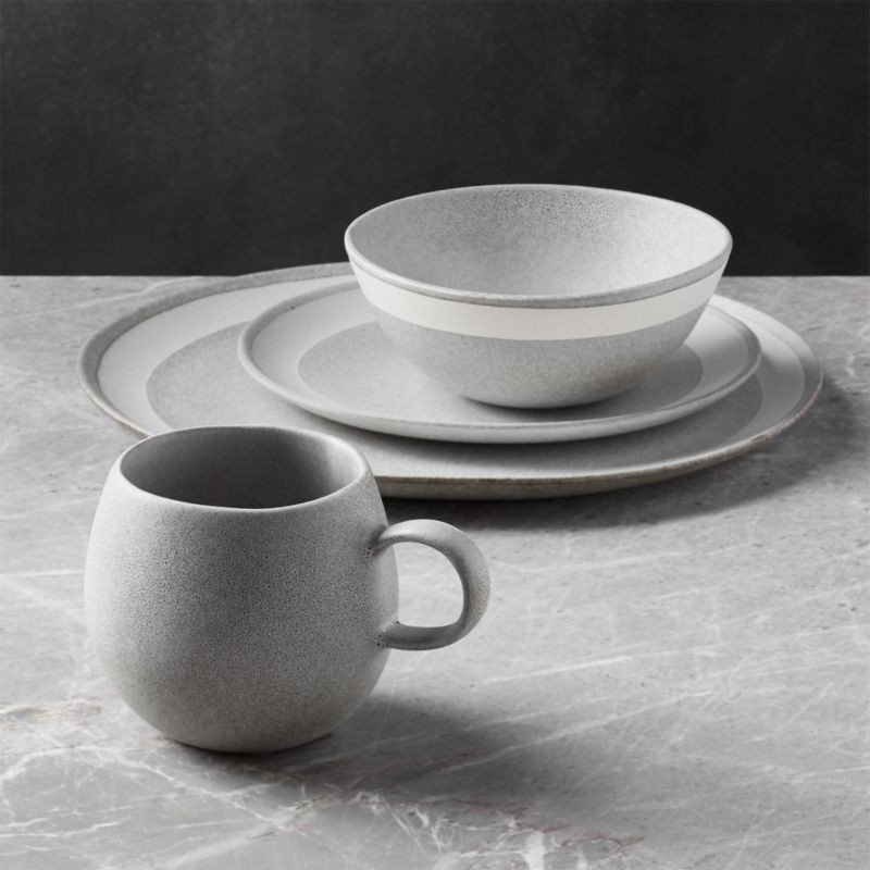 Pedra Artisan 4-Piece Place Setting: dinner and salad plates, bowl and mug. | Crate & Barrel