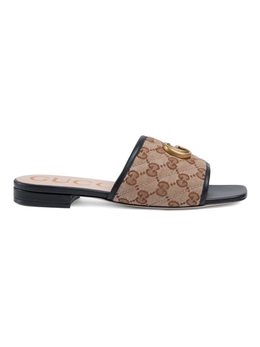 Gucci Original GG Canvas Slides with Double G | Saks Fifth Avenue