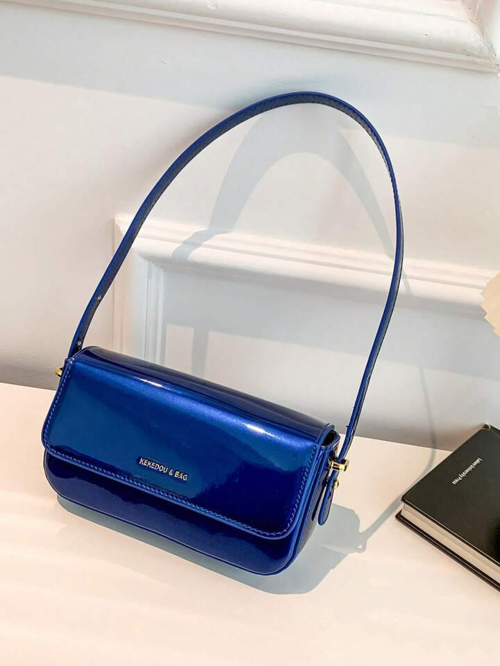 Clean Color Minimalistic Elegant New Style Patent Leather Small Square Bag For School, Work, Casual, Travel, And Outdoor Activities | SHEIN