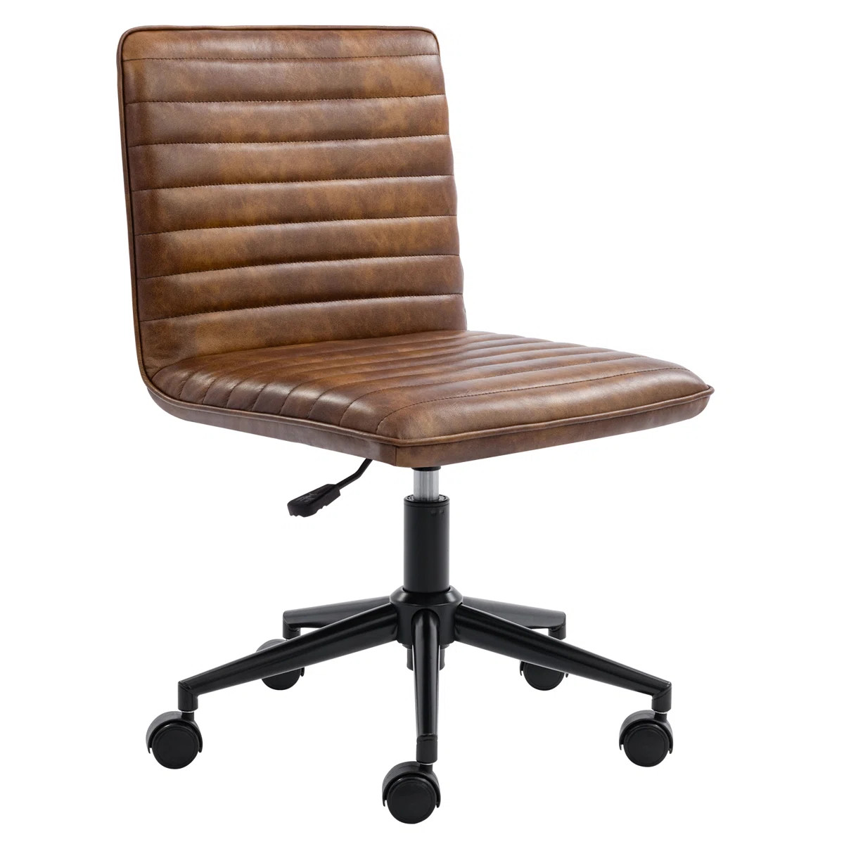 Faux Leather Mid Back Swivel Computer Task Desk Chair | Wayfair North America