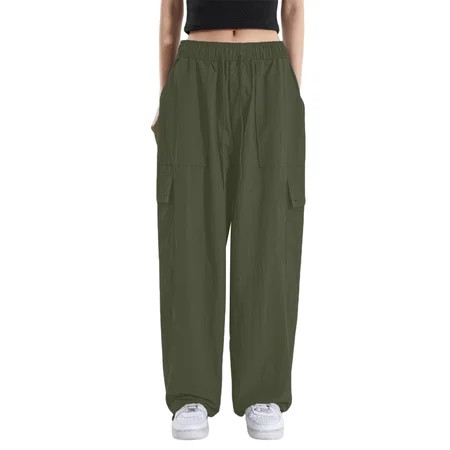 CenturyX Women s Drawstring Elastic Waist Baggy Cargo Pants Y2K Pants Low Rise Oversized Casual Trou | Walmart (US)