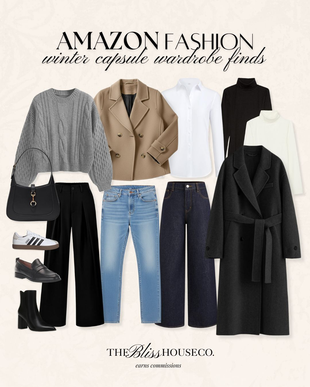 Winter capsule wardrobe finds all from Amazon! Affordable style, sweaters, chic look, coat, jeans, winter staples, cold weather fashion, winter style, neutral fashion, Amazon fashion. 

 #LTKootd #LTKSeasonal #LTKFindsUnder50