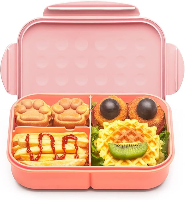 Bento Lunch Box for Kids, 1150ml, 3 Compartments, Pink | Amazon (US)