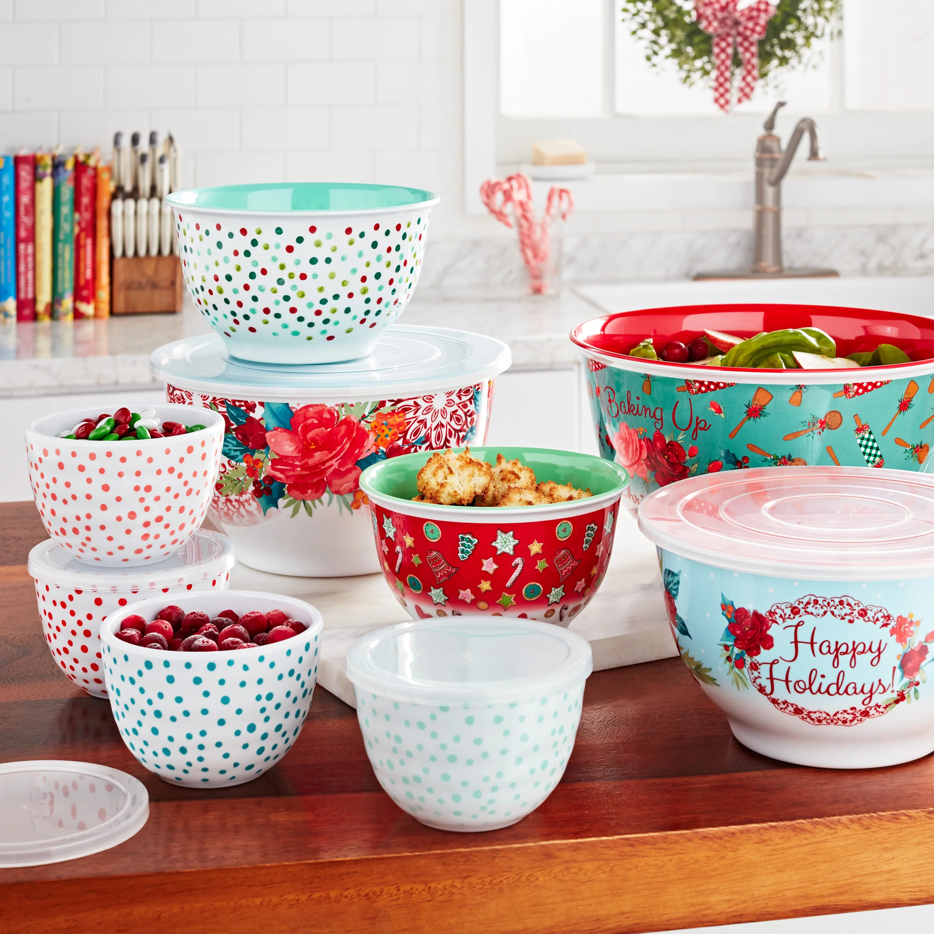 The Pioneer Woman Cheerful Rose 18-Piece Melamine Bowl Set | Walmart (US)
