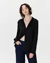 Washable Stretch Silk Notch Collar Blouse | Quince