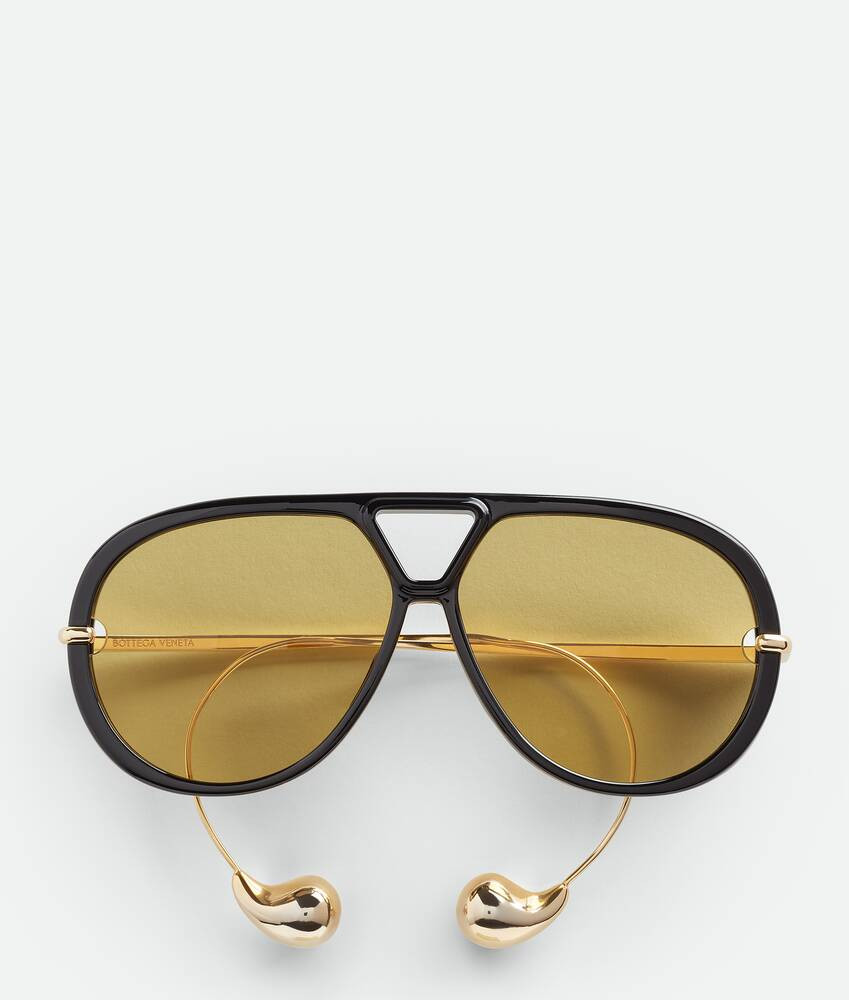 Bottega Veneta® Drop Aviator Sunglasses in Black/yellow. Shop online now. | Bottega Veneta