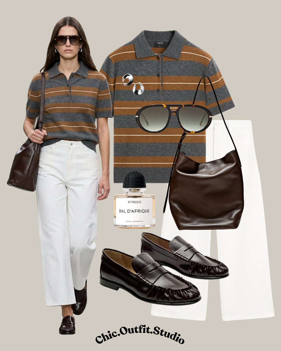 Charcoal & Camel Striped Polo | Elevated Everyday Classic

✨A charcoal gray and camel striped knit polo paired with crisp white wide-leg jeans is the definition of effortless pre-fall dressing. Rich chocolate loafers and a matching leather shoulder bag add timeless polish, while the earthy tones make this an easy outfit to wear all season long. 

✨Perfect for work-from-café days, weekend lunches, travel, shopping, or relaxed business casual settings.

✨Tags: striped knit polo outfit, charcoal and camel outfit, white jeans outfit women, brown loafers outfit, chocolate shoulder bag outfit, business casual outfit women, pre fall casual chic, minimalist wardrobe outfit, European style women, elevated everyday outfit, classic fall outfit, timeless smart casual, transitional weather style 

 #LTKootd #LTKSeasonal #LTKOver40