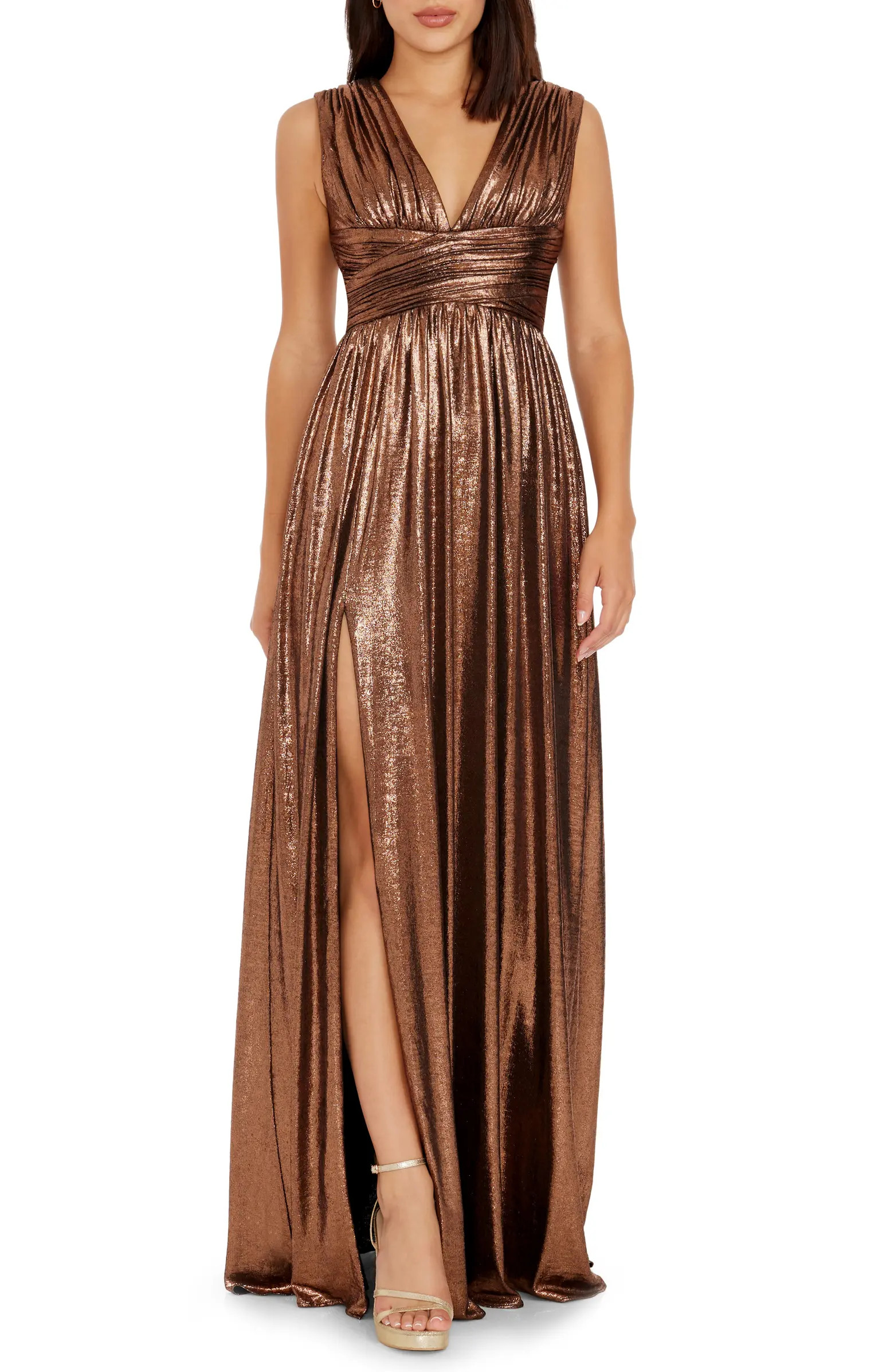 Dress the Population Jaclyn Pleated Metallic Gown | Nordstrom | Nordstrom