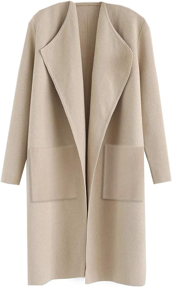 Women's Casual Long Sleeve Draped Open Front Knit Pockets Long Cardigan | Amazon (US)