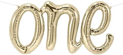 SHENLI One Balloon Banner White Gold One Script Balloons Letter Foil Balloons for First Birthday ... | Amazon (US)