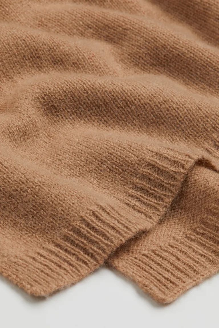 Cashmere-blend scarf - Dark beige - Ladies | H&M GB | H&M (UK, MY, IN, SG, PH, TW, HK)