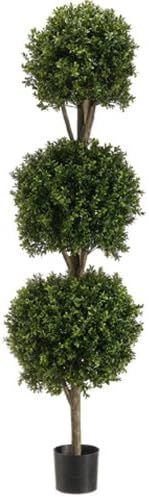 5' Triple Ball-Shaped Boxwood Topiary in Plastic Pot Two Tone Green | Amazon (US)