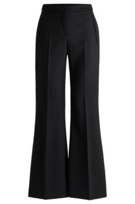 Regular-fit flared trousers in wool twill- Black Women's Formal Pants size 2 | Hugo Boss (US)