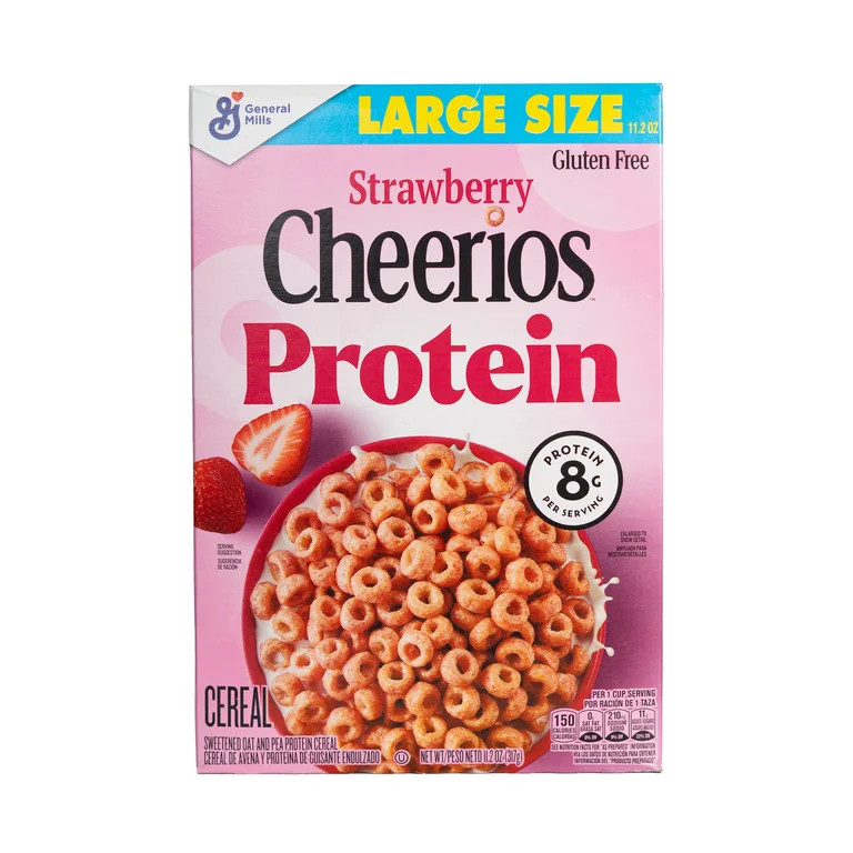 General Mills Crunchy Cheerios Protein Strawberry Cereal, 11.2oz, Shelf Stable, Cardboard Box | Walmart (US)