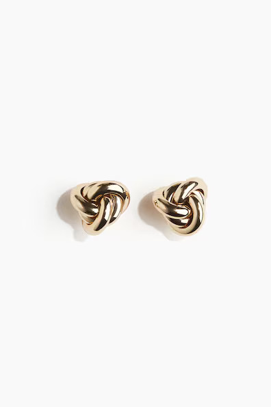H & M - Knot-Shaped Stud Earrings - Gold | H&M (US + CA)