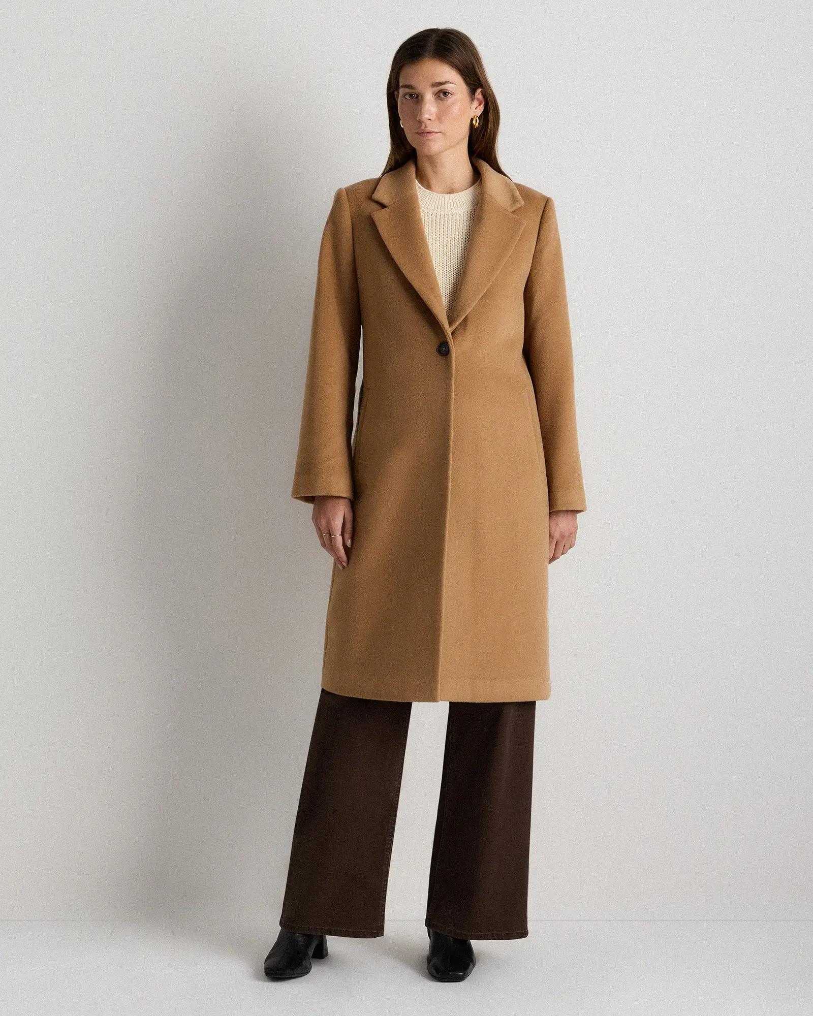 Wool Cashmere Classic Single-Breasted Coat in Caramel | Quince