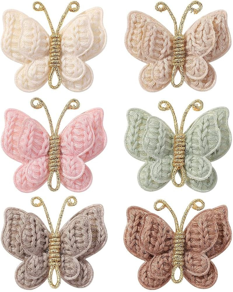 6 Pcs Butterfly Hair Clips for Girls, Handmade Kids Hair Barrettes, Cute Hair Clips Knitted Hair ... | Amazon (US)