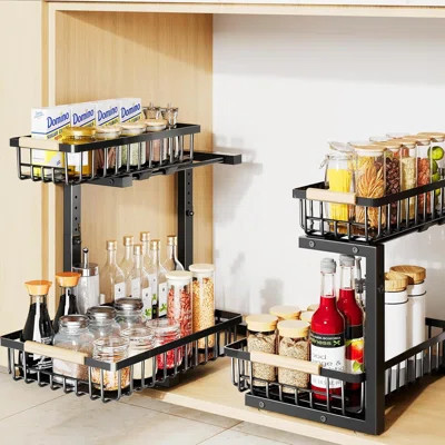 Under Sink Organizer, 2 Tier Under Sink Organizers And Storage Sliding 2 Tier Rack Metal Organization Under Counter Kitchen Bathroom | Wayfair North America