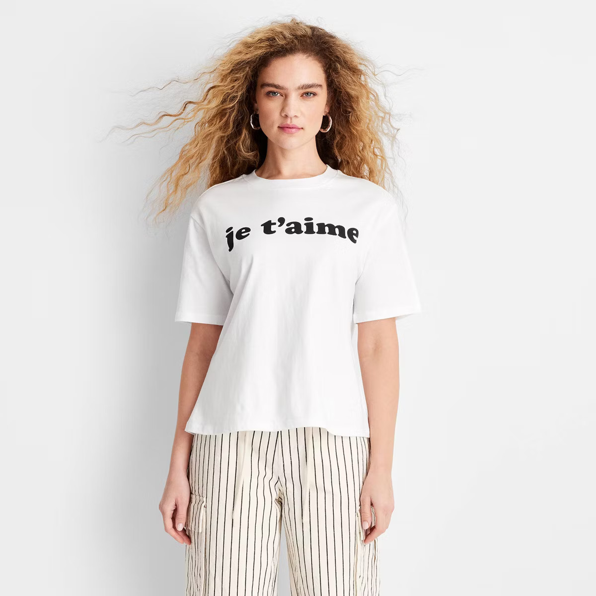 Women's Short Sleeve Je T'aime Graphic T-Shirt - Future Collective White | Target