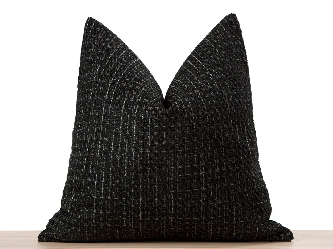 Black Boho Pillow Cover • Retro Pillow Cover • Designer Black Throw Pillow • Thick Soft Tex... | Etsy (US)