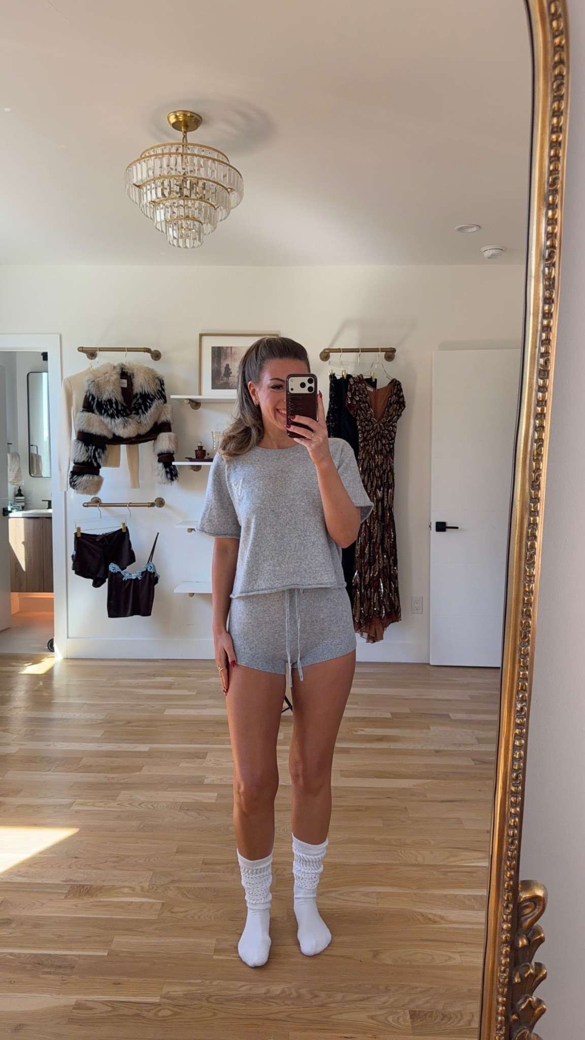 heather gray knit set with a short-sleeve top and drawstring shorts Victoria’s Secret sleep set ✨

wearing smalls & mediums on bottoms

lingerie, matching sets, underwear, bra, panties, nighty, pjs, Victoria’s Secret, intimates, babydoll, robe

#LTKU #LTKselfcare #LTKootd