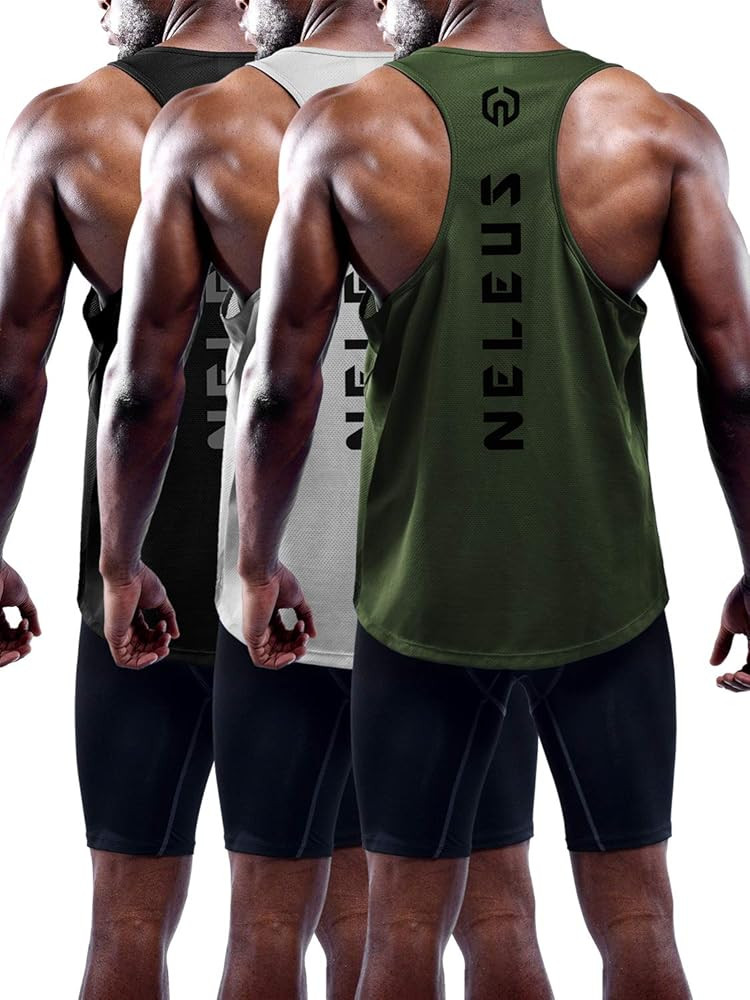 NELEUS Men's 3 Pack Dry Fit Y-Back Muscle Tank Top | Amazon (US)