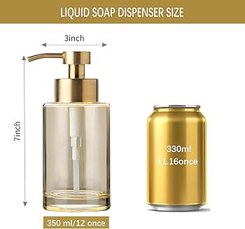 Enra Thick Glass Soap Dispenser with Stainless Steel Pump,12oz Gold Bathroom Hand Liquid Soap Dis... | Amazon (US)