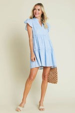 THML Flutter Sleeve Tiered Printed Dress | Social Threads