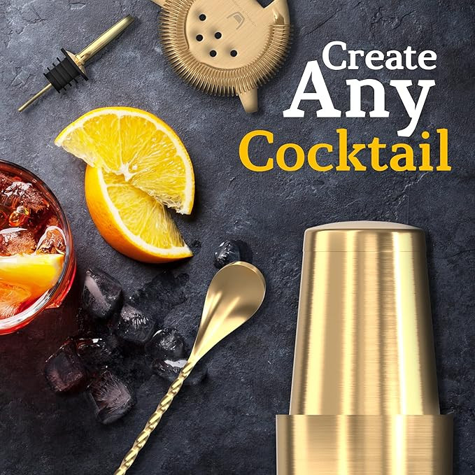 Highball & Chaser Bartender Kit with Black Bamboo Stand Beautiful Cocktail Shaker Set and Bar Too... | Amazon (US)