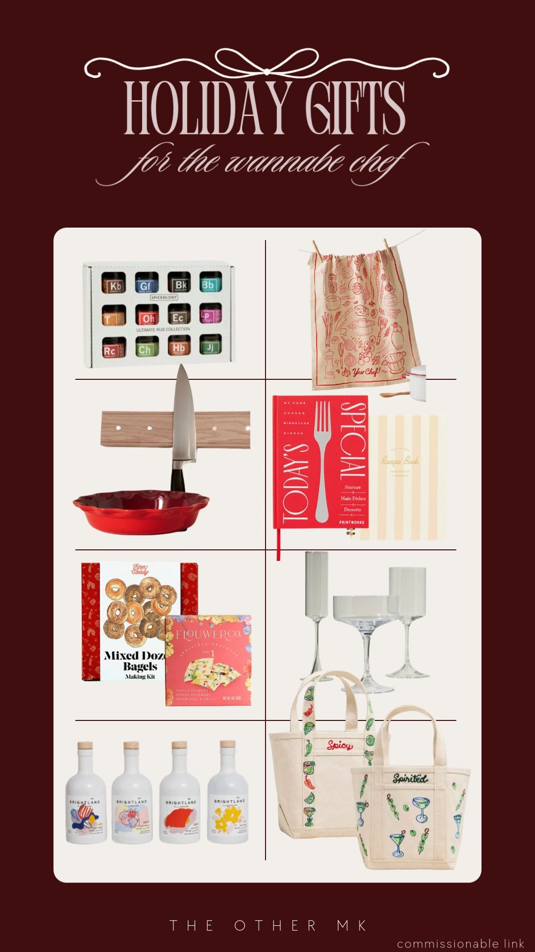 holiday gifts, Christmas gifts, trendy gifts, wishlist, holiday favorites, gifts for wanna be chef, bagel making kit, dish towel, hand painted tote, infused olive oil set, flavor rub set, magnetic knife rack, pie dish, floral crackers 

 

#LTKGiftGuide #LTKHoliday #LTKSaleAlert