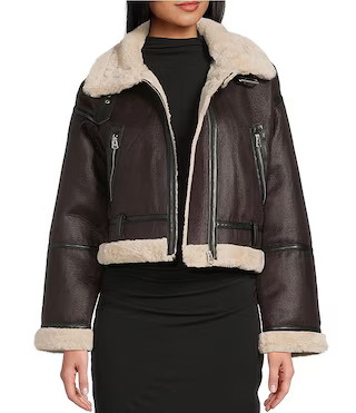 Faux Fur Belted Faux Suede Jacket | Dillard's