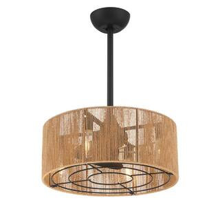 Hampton Bay Montabel 22 in. Indoor Matte Black and Natural Ceiling Fan with Remote Control 44855-... | The Home Depot