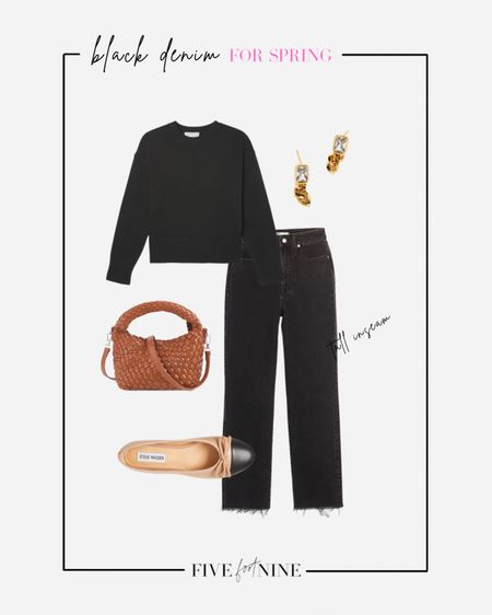 Black denim outfit for spring, cotton sweater, cap toe shoes, quilted bag from Amazon 

#LTKSeasonal #LTKworkwear