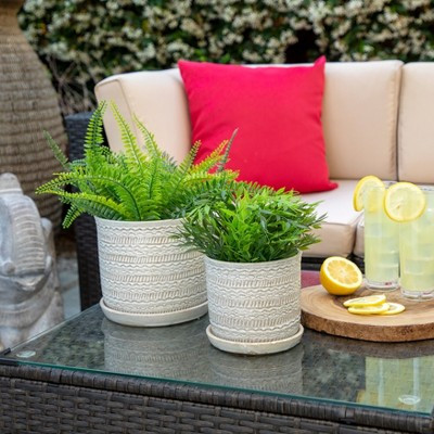 Ceramic Planters for Home Decor - Plant Pots for Indoor or Outdoor - Modern Plant Stands for Garden and Patio - Set of 2 - 6", 8", Ivory | Target
