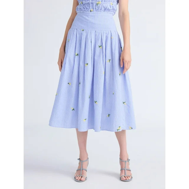 Free Assembly Women's and Women’s Plus Pleated Cotton Maxi Skirt, Sizes 0-28W | Walmart (US)