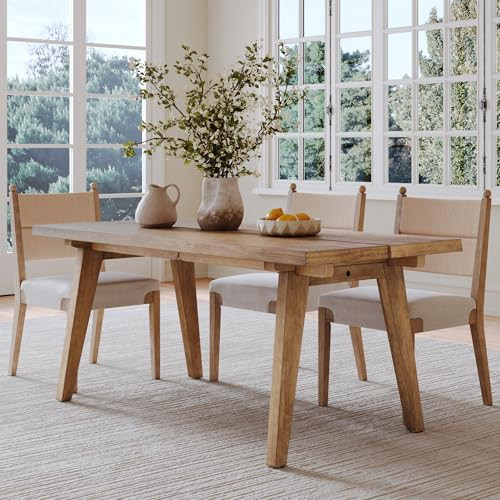 Nathan James Andy Modern Farmhouse Dining Table for 6 with Solid Wood Legs, Extendable Dining Table, Light Brown | Amazon (US)