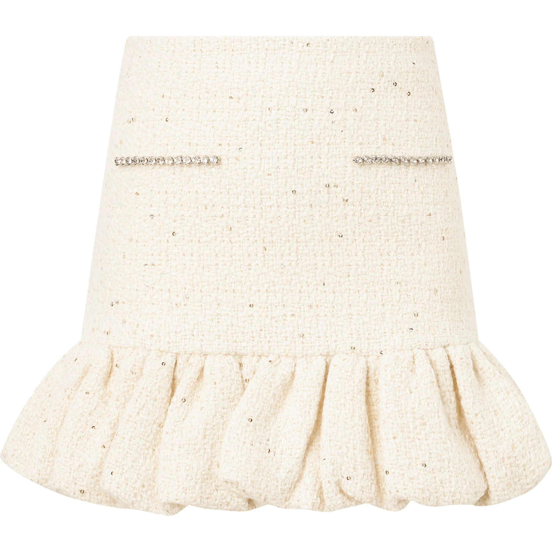 Odelia Tweed Mini Skirt, Creme | Maisonette