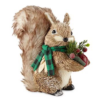 North Pole Trading Co. Woodland Retreat 7" Sisal Squirrel Christmas Tabletop Decor | JCPenney