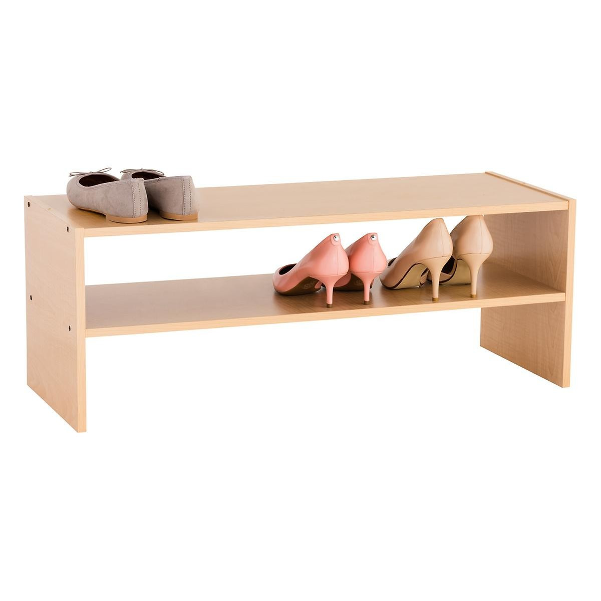Natural 2-Shelf Shoe Stacker | The Container Store