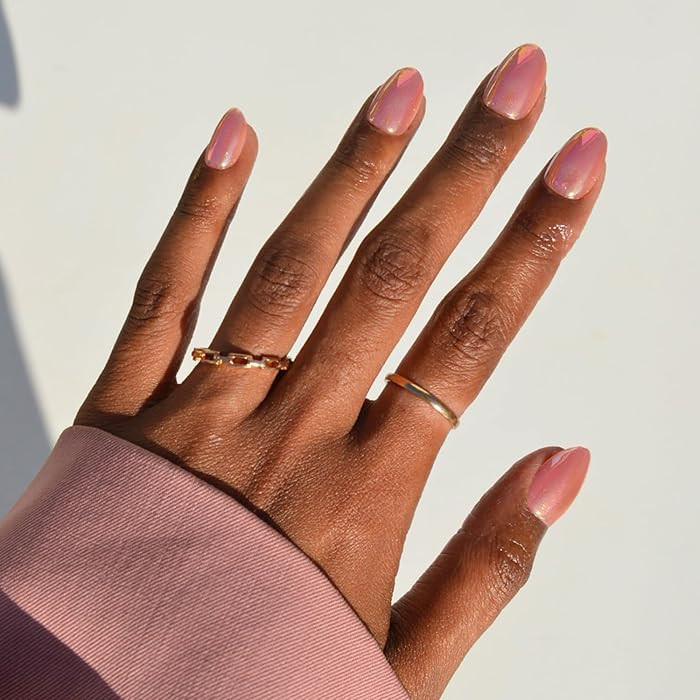 Glamnetic Press On Nails - Guava Drop | Short Oval Fake Nails in Orange-Pink Velvet with Glazed F... | Amazon (CA)