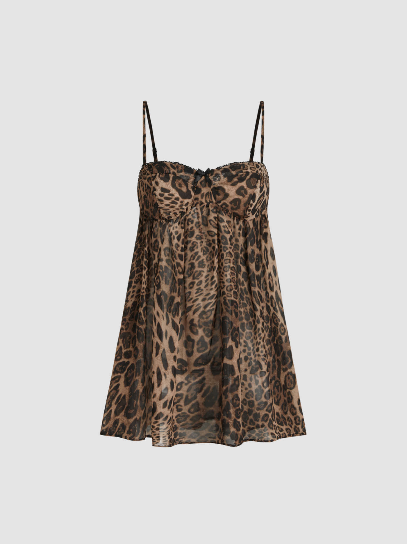 Chiffon Leopard Bowknot Oversized Mini Nightdress | Cider