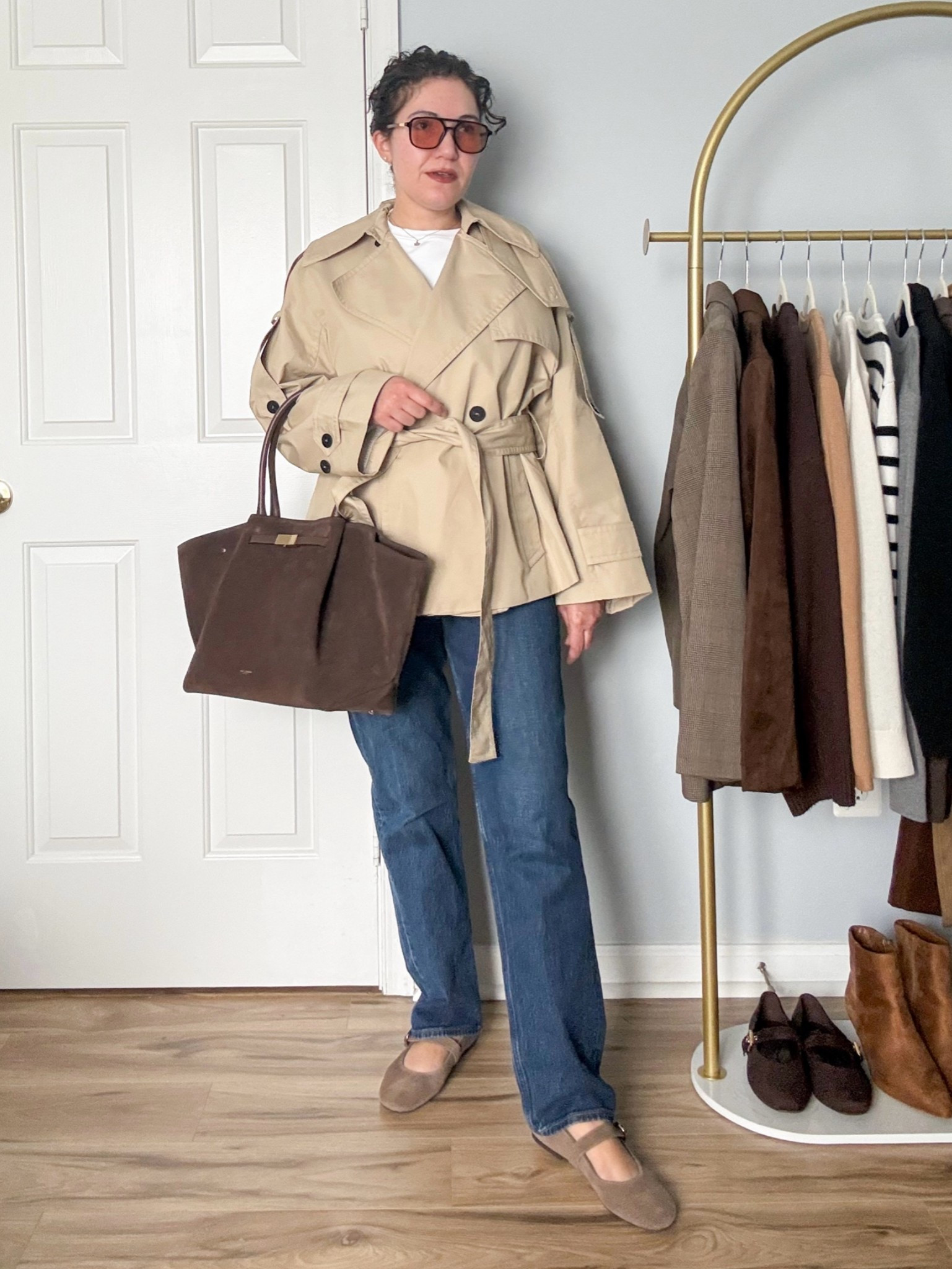 Fall outfit, autumn outfit, trench coat, zara, jeans, suede bag, suede flats

#LTKOver40 #LTKootd #LTKSeasonal