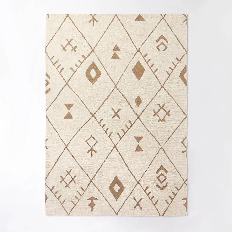 Claybourne Geometric Shag Diamond Wool/Jute Area Rug Ivory - Threshold™ designed with Studio Mc... | Target