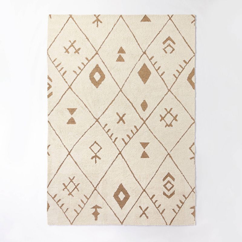 Claybourne Geometric Shag Diamond Wool/Jute Area Rug Ivory - Threshold™ designed with Studio Mc... | Target