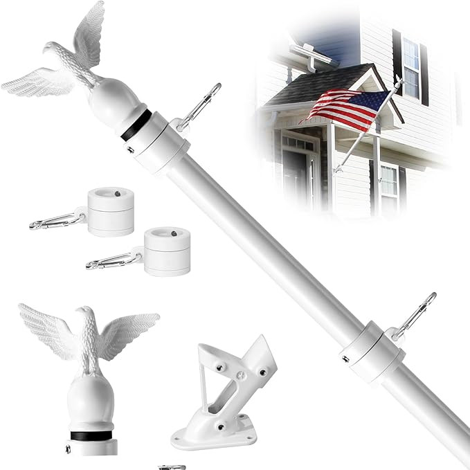 6FT Flag Pole Kit for House with Holder Bracket, Upgrade Stainless Steel Tangle Free Flagpole, He... | Amazon (US)