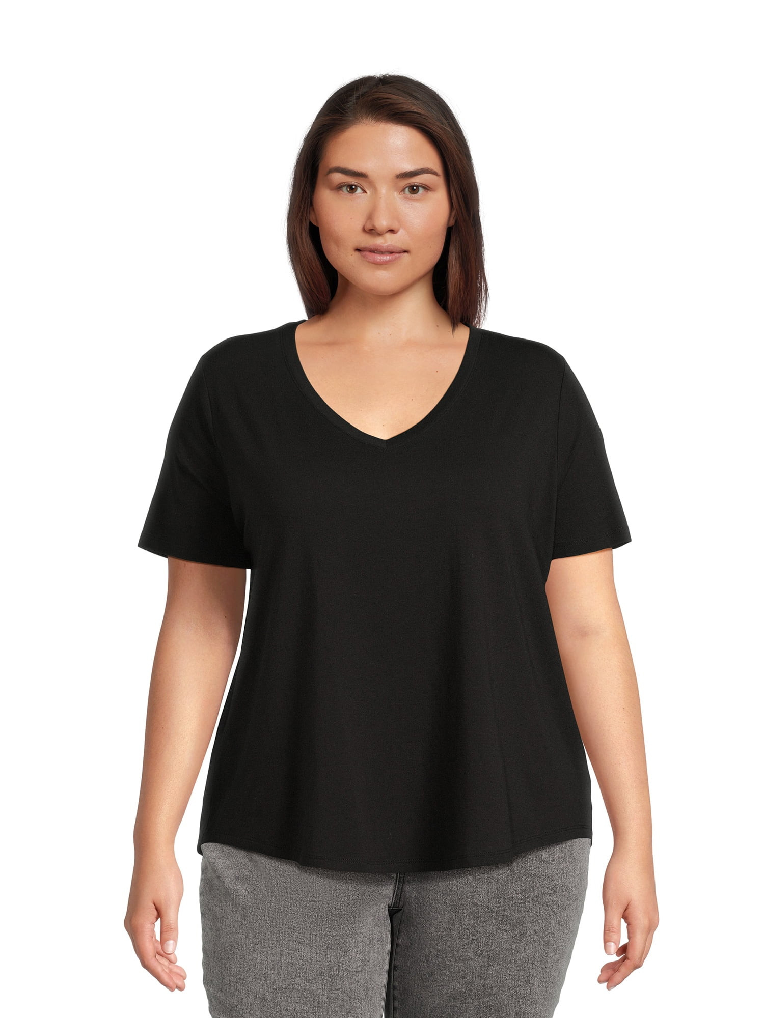 Terra & Sky Women’s Plus Size V-Neck Tee | Walmart (US)