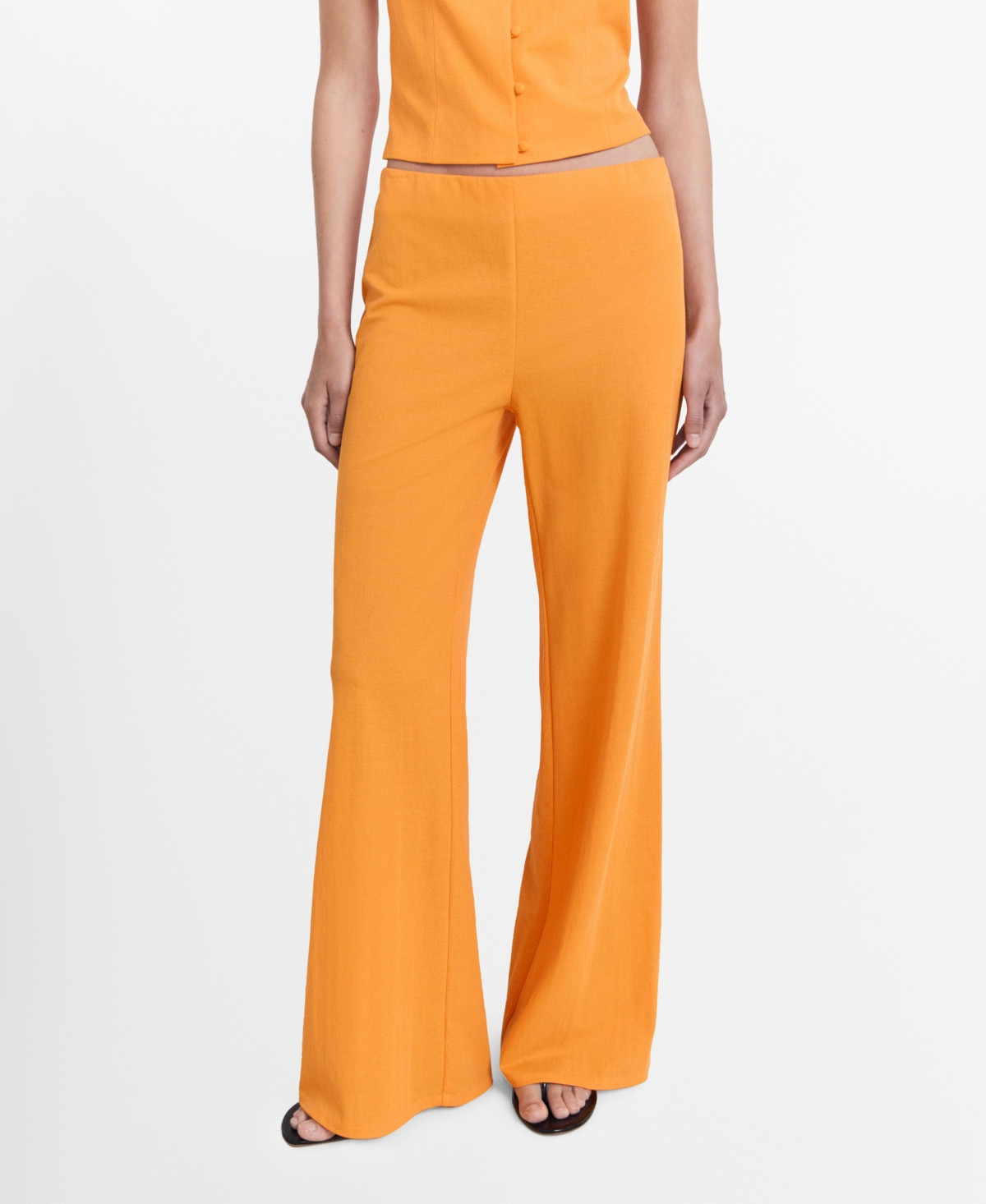 Mango Women's Flowy Straight-Fit Pants - Orange | Macy's