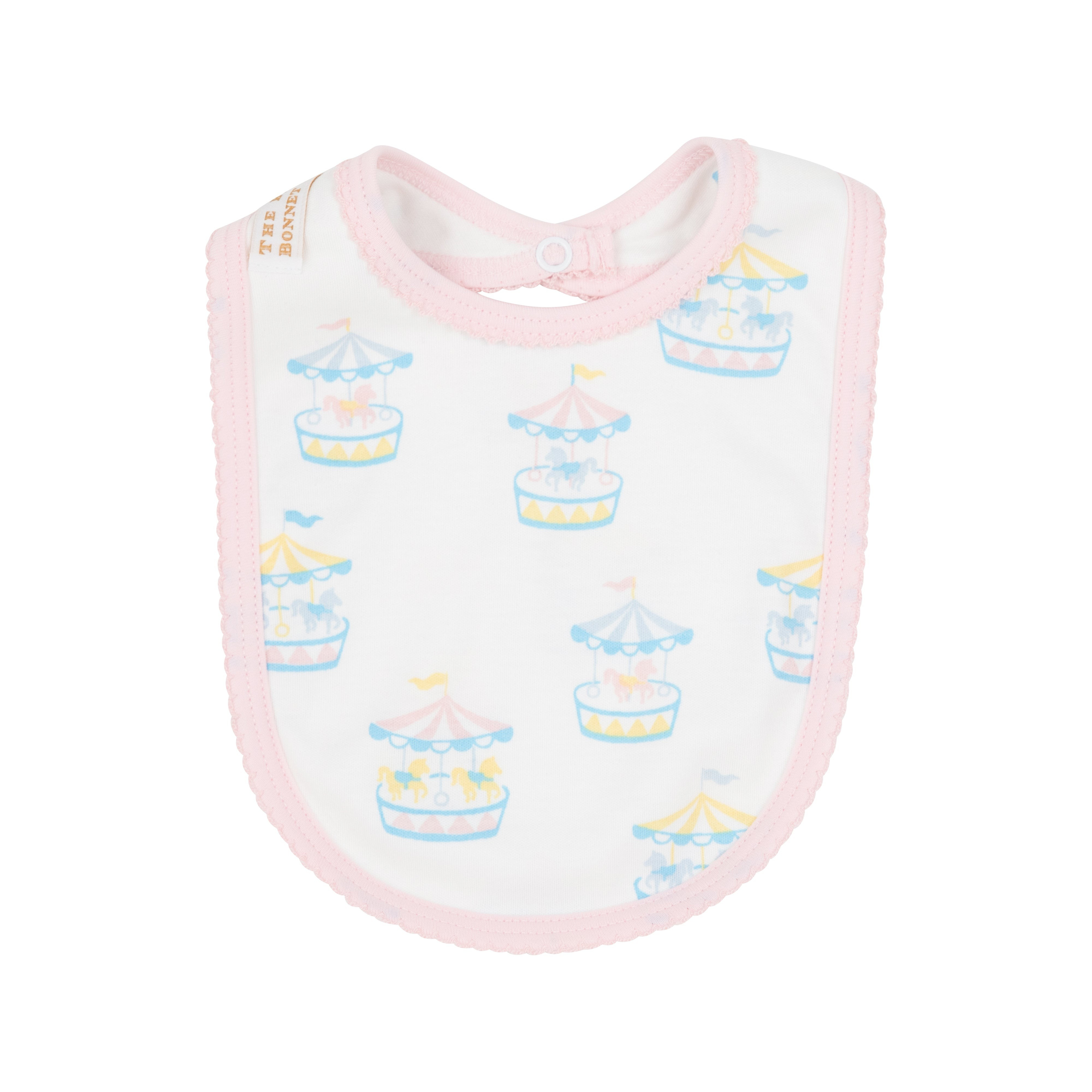 Burp Me Bib - Candy Stripe Carousel with Palm Beach Pink | The Beaufort Bonnet Company