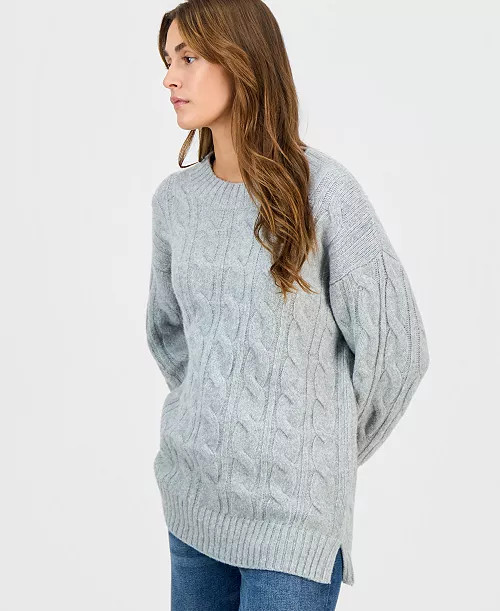 Juniors' Oversized Cable-Knit Sweater | Macy's