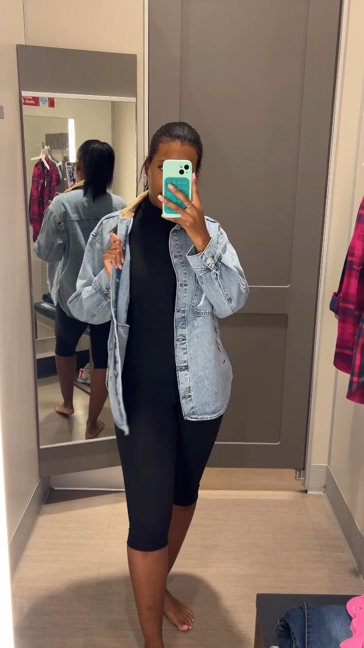 NEW at Target 🎯 
These capri jumpsuits feel like BUTTER! Sooo soft, comfy & stylish with the turtleneck detail 😍 comes in a few different colors. I added a shacket and a flannel shirt for styling 

#target #targettryonhaul #tryonhaul

#LTKStyleTip #LTKTravel #LTKVideo